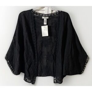 NWT The Pioneer Woman Black Crochet Cocoon layering Black Top One Size Fits Most